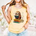 Book Lover Sloth Reading Bookish Library Read Books Be Kind Comfort Colors Tank Top Grey