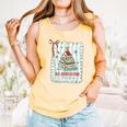 All Booked For Christmas Book Xmas Tree Coquette Bow Lights Comfort Colors Tank Top Grey
