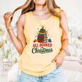 All Booked For Christmas Librarian Reader Xmas Pajama Comfort Colors Tank Top Grey