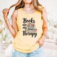 Books Are My Therapy Coffee Books Flowers Bookish Book Lover Comfort Colors Tank Top Grey