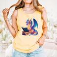 Bookworm Book Lover Women Girls Dragon Reading Comfort Colors Tank Top Grey
