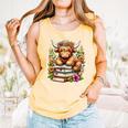Bookworm Cute Highland Cow Reading Book Comfort Colors Tank Top Grey