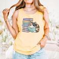 Cat On Books Pets Cats Reading Book Nerd Read Reader Bookcat Comfort Colors Tank Top Grey