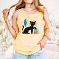 Cat Midcentury With Book And Coffee Atomic Age Mid Century Comfort Colors Tank Top Grey
