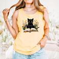 Cat Shirts For Women Book Lover Shirt Cute Cat And Book Premium Tri-Blend Comfort Colors Tank Top Grey