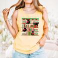 Christmas Cat Santa Bookshelves Book Lover Reader Comfort Colors Tank Top Grey