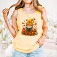 Cute Autumn Gnome Reading Pumpkin Book Lover Comfort Colors Tank Top Grey