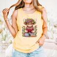 Cute Baby Highland Cow With Reading Book Bookworm Comfort Colors Tank Top Grey Cute Baby Highland Cow With Reading Book Bookworm Comfort Colors Tank Top Grey