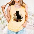 Cute Cat Book Flowers Comfort Colors Tank Top Grey Cute Cat Book Flowers Comfort Colors Tank Top Grey