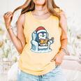 Cute Christmas Penguin Reading Book Cozy Winter Holiday Art Comfort Colors Tank Top Grey