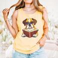 Cute Dog Boxer Reading Book Comfort Colors Tank Top Grey