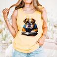 Cute Dog English Bulldog Reading Book Comfort Colors Tank Top Grey Cute Dog English Bulldog Reading Book Comfort Colors Tank Top Grey