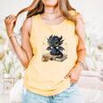 Cute Dragon Books Flower Bookworm Book Lover Comfort Colors Tank Top Grey