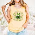 Cute Floral Frog Book Reading Comfort Colors Tank Top Grey