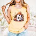 Cute Ghost Drinking Coffee Halloween Reading Book Retro Comfort Colors Tank Top Grey