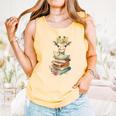 Cute Giraffe With Book Floral Bookworm Librarian Book Lover Comfort Colors Tank Top Grey Cute Giraffe With Book Floral Bookworm Librarian Book Lover Comfort Colors Tank Top Grey