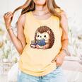 Cute Hedgehog Book Lover Readers Animal Reading Comfort Colors Tank Top Grey