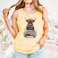 Cute Highland Cow With Book Floral Bookworm Librarian Book Comfort Colors Tank Top Grey Cute Highland Cow With Book Floral Bookworm Librarian Book Comfort Colors Tank Top Grey