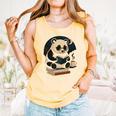 Cute Panda Reading Book Under Moon Bookworm Coffee Lover Comfort Colors Tank Top Grey