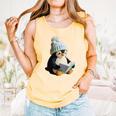 Cute Penguin Reading Book Faux-Crochet Print Comfort Colors Tank Top Grey