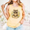 Cute Raccoon Reading Book Flowers Floral Comfort Colors Tank Top Grey