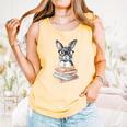 Cute Reading Bunny With Glasses Books Reader Book Bookworm Comfort Colors Tank Top Grey