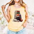 Cute Red Panda Reading Book Animal Bookworm Comfort Colors Tank Top Grey