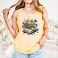 Enchanted Open Book With Blooming Flowers Comfort Colors Tank Top Grey