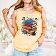 Fantasy Drama Tragedy Books Subtle Reader Librarian Flower Comfort Colors Tank Top Grey