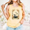 Floral Tarot Card The Reader Skeleton Reading Book Comfort Colors Tank Top Grey