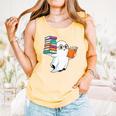 Ghost Reading Books Halloween Library Comfort Colors Tank Top Grey