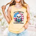 A Good Day To Read a Book Reading Eagle With American Flag Comfort Colors Tank Top Grey