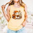 Halloween Ghost Reading Book Lovers Coffee Girl Women Comfort Colors Tank Top Grey