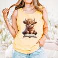Highland Cow Reading Book Bookworm Comfort Colors Tank Top Grey Highland Cow Reading Book Bookworm Comfort Colors Tank Top Grey