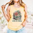 Leer ES Poder Cute Floral Spanish Teacher Book Reading Comfort Colors Tank Top Grey