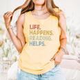 Life Happens Reading Helps Book Lovers Vinage Comfort Colors Tank Top Grey Life Happens Reading Helps Book Lovers Vinage Comfort Colors Tank Top Grey