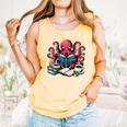 Octopus Reading Book Coffee Lover Bookaholic Bookworm Reader Comfort Colors Tank Top Grey