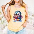 Penguin Reading a Book Animal Comfort Colors Tank Top Grey