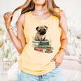 Pug Dog Reading Book Coffee Read Books Be Kind Stay Weird Comfort Colors Tank Top Grey