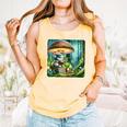 Rabbit Reading Book Under Large Mushroom Easter Bandana Comfort Colors Tank Top Grey