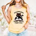 Read Banned Books Drink Coffee Fight Evil Retro Cat Comfort Colors Tank Top Grey