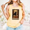 The Reader Cat Book Reading Halloween Tarot Card Comfort Colors Tank Top Grey