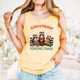 Reading Book Lover Racoon Always Freakin Busy Reading Trash Comfort Colors Tank Top Grey