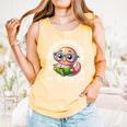 Reading Book Lovers Glasses Cartoon Worm Books Cute Bookworm Comfort Colors Tank Top Grey