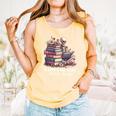 Reading A Book Per Day Keeps Reality Away Skeleton Books Comfort Colors Tank Top Grey