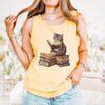 Reading Cat Book Lover Comfort Colors Tank Top Grey