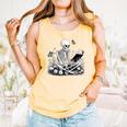 Skeleton Reading Book Floral Dark For Book Lovers Comfort Colors Tank Top Grey