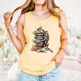 Skeleton Reading Book Halloween Bookworm Bibliophile Reader Comfort Colors Tank Top Grey