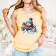 Snowman Reading Books Lovers Librarian Bookworm Christmas Comfort Colors Tank Top Grey
