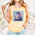 Trex Reading Book Dinosaur Comfort Colors Tank Top Grey